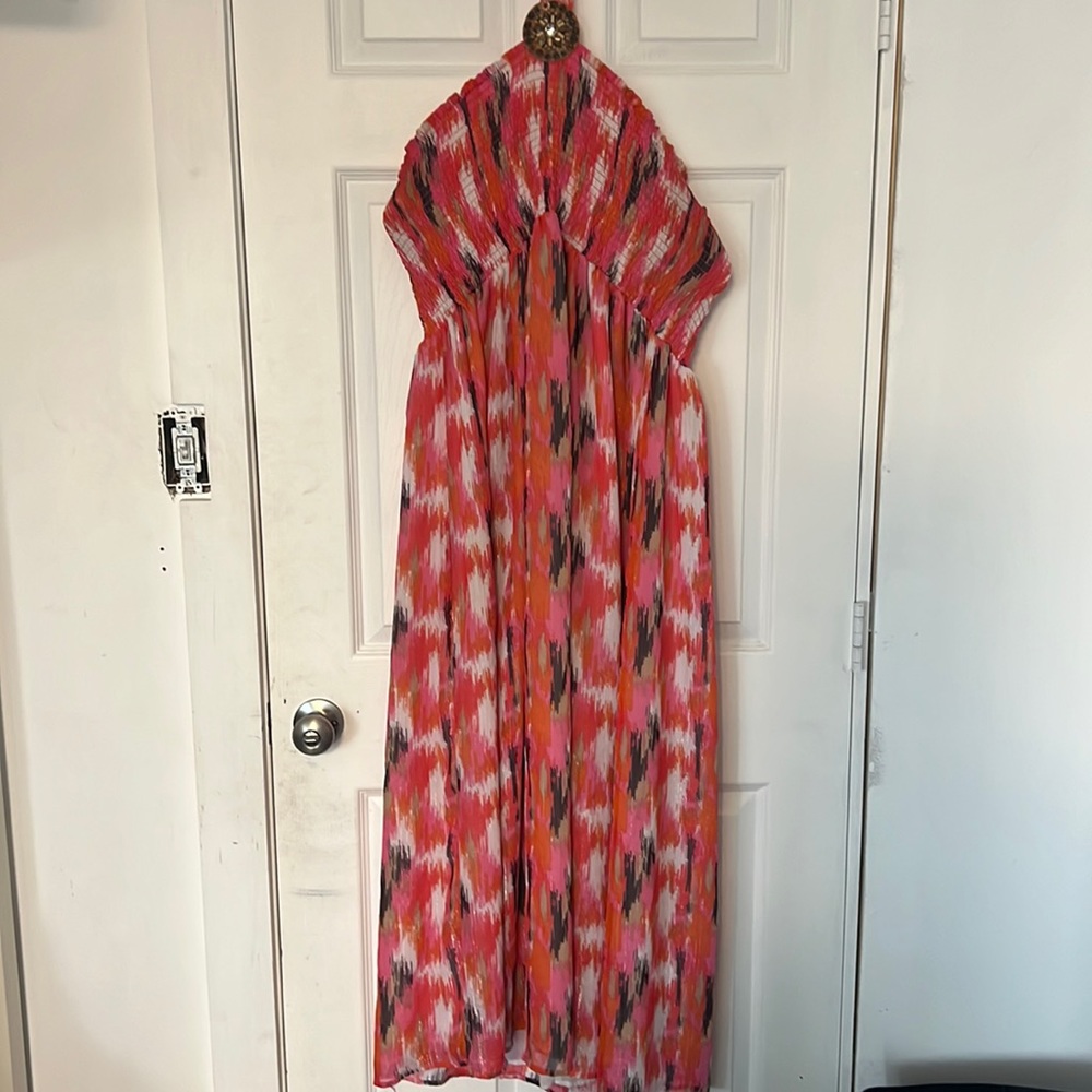 Long summer dress with neck tie